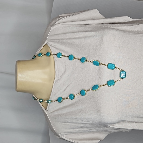 KATE SPADE TURQUOISE FAUCETED JEWEL NECKLACE - Picture 2 of 8